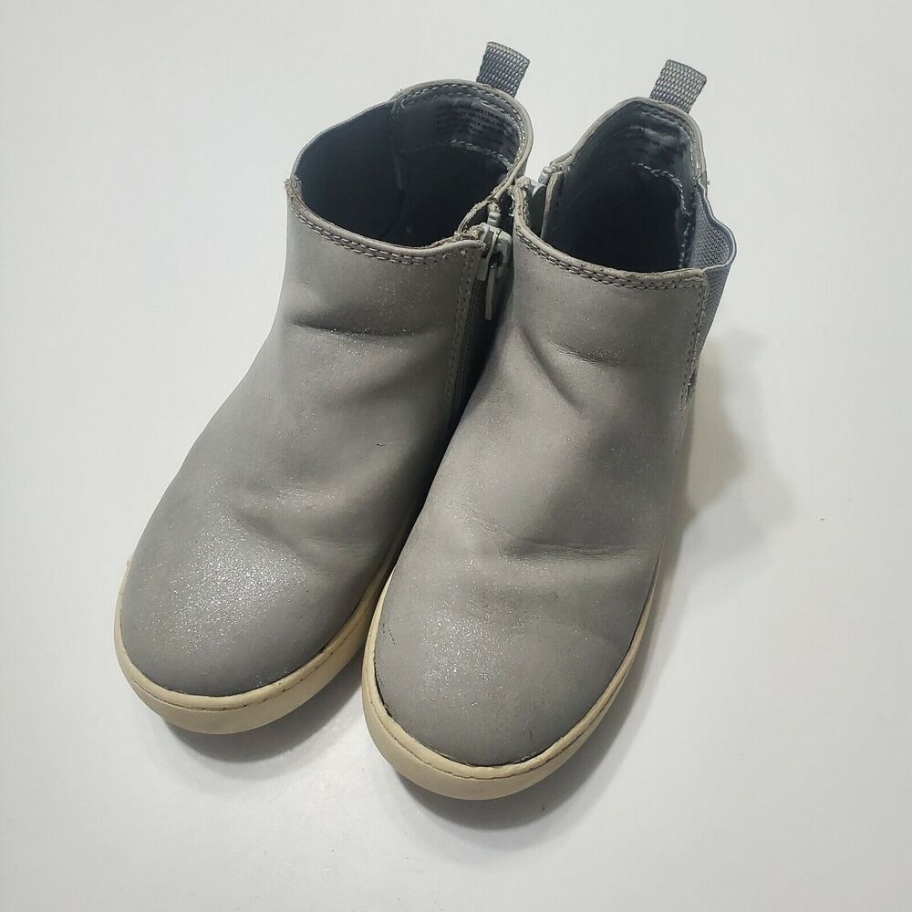 Cat Jack Shoes Girl Size 10 Boot Grey Sparkly Small Platform Side Zip Round Toe